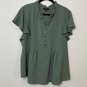 Cocomo Sage Ruffle Sleeve Blouse Women’s 2X